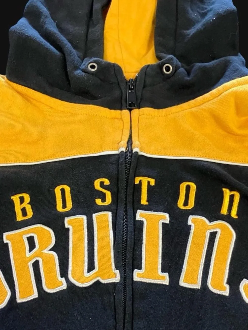 Reebok Face Off Collection NHL Boston Bruins Black Gold Heavyweight Hoodie Large